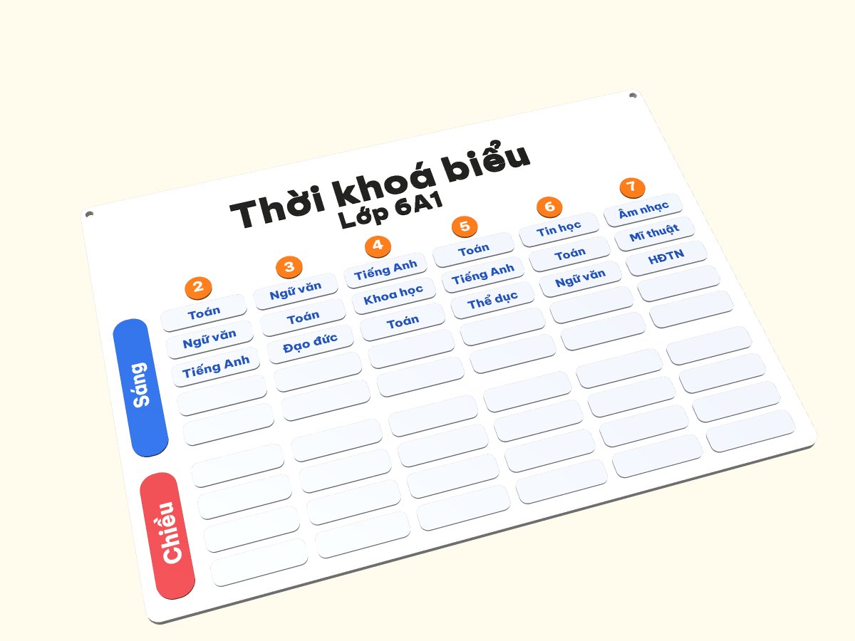Thời khoá biểu Cổ điển in 3D